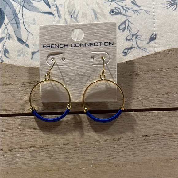 French Connection Gold and Blue Earrings - Picture 1 of 2